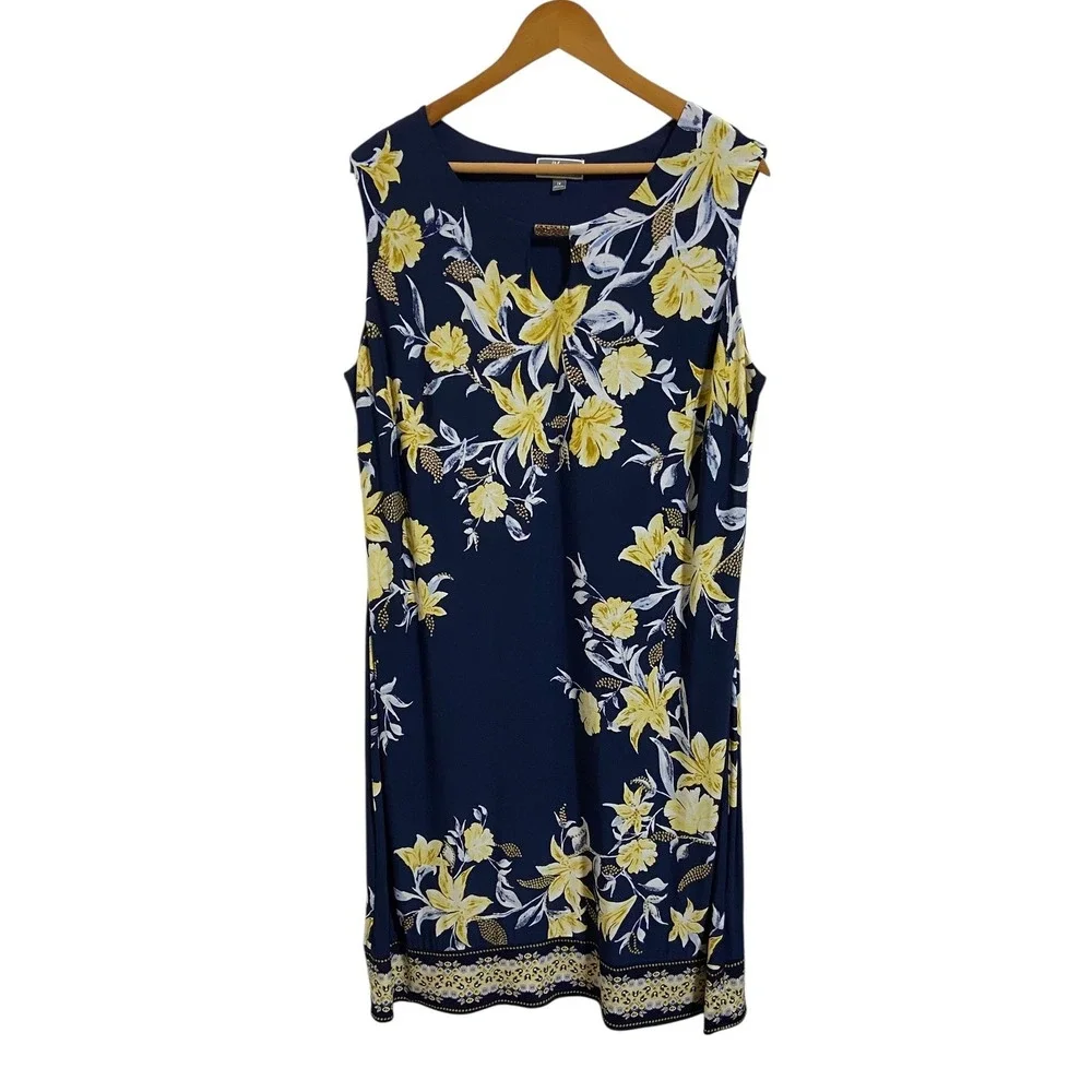 JM Collection Floral Keyhole Shift Dress Career Botanical Professional Office 1X